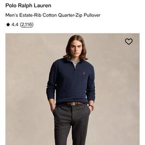 Polo Ralph Lauren Estate-Rib Cotton Pullover in Dark Blue